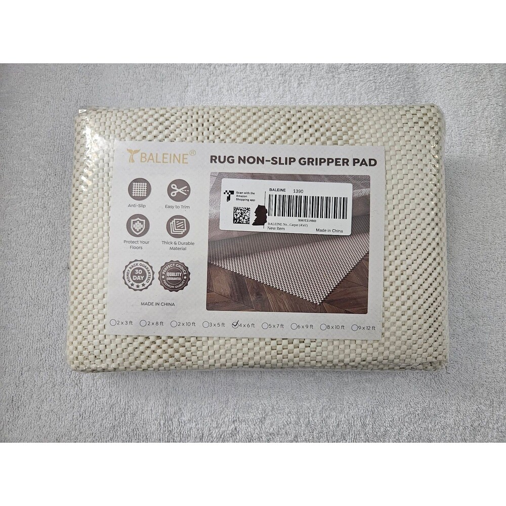Baleine Rug Non‑Slip Gripper Pad 4ft x 6ft Anti‑Skid Floor Protector